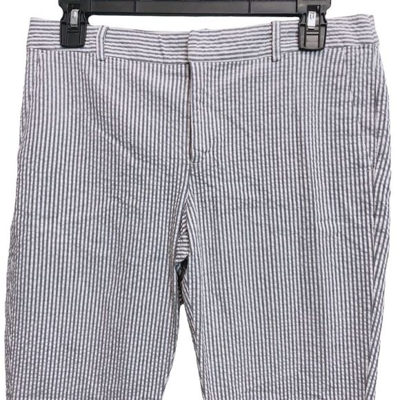 Kut from the Kloth Cropped Seersucker Textured Pant Women Sz 6 Stripe Capri - Picture 4 of 6